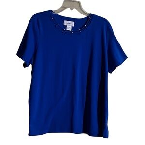 Alfred Dunner Royal Blue Beaded Short Sleeve Top XL